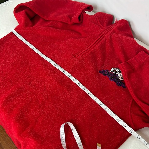JNCO Jeans Sz XL Vintage Fleece 1/4 Zip Red Pullover Jacket Bowling Dice - Picture 6 of 14
